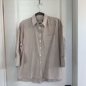 Tuckernuck x Cameran Eubanks collab Beachwood Stripe Adair boyfriend shirt